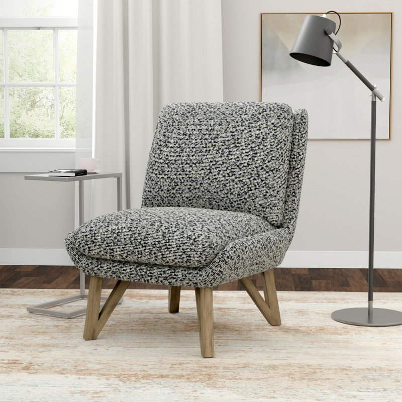 Chaise d'appoint rembourrée Hakimuddin, Polyester bleu