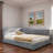 L-shaped Corduroy Daybed With Solid Frame And Striped Decoration-884907756
