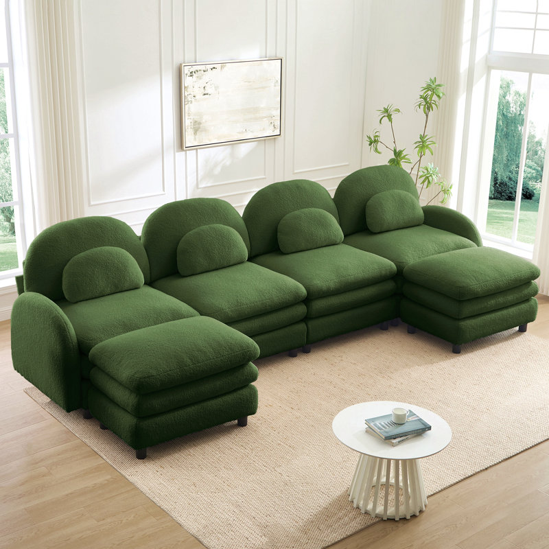 Canapé 4 places Teddy, H 35,4 po x l 129,1 po x P 38,8 po, Vert