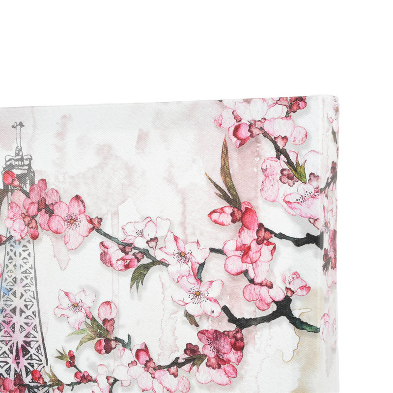 Fleurs de cerisier à Paris, reproduction d'art sur toile 15,5 po x 19,5 po, décoration murale pour chambre à coucher, salon