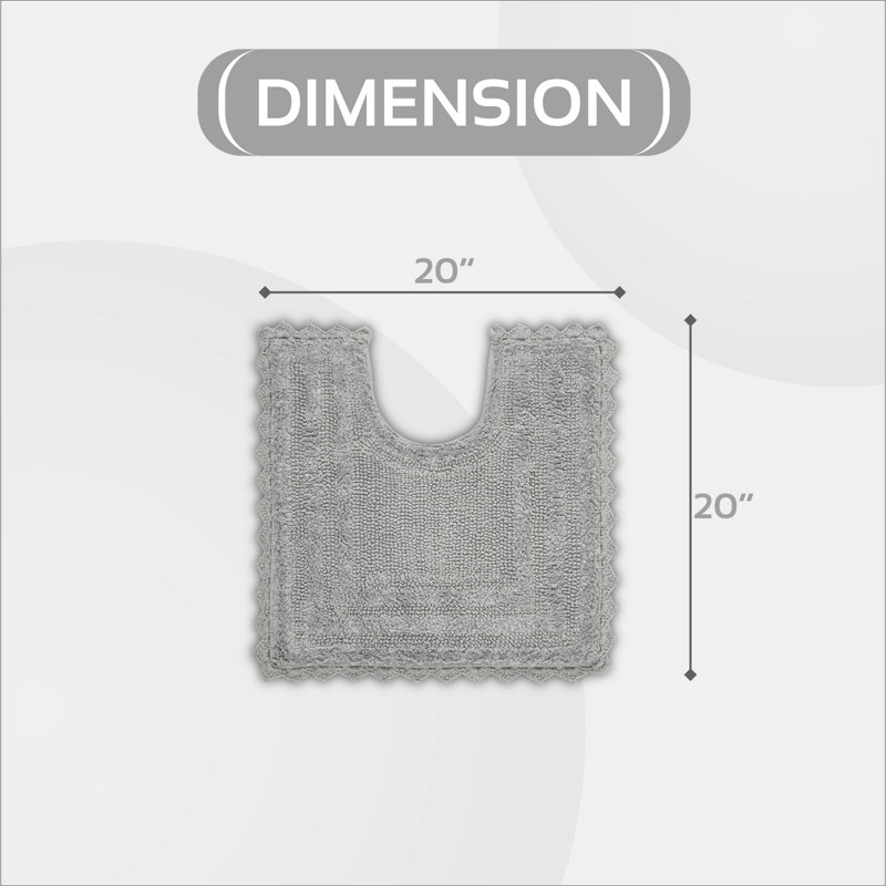 Rasika 100% Cotton Tufted U-Shaped Toilet Rug, Machine Washable & Reversible Super Absorbent Crochet Contour Bath Mat, Gray