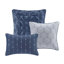 Édredon bleu marine 7 pièces avec coussins en seersucker avec literie-119449045-119449047