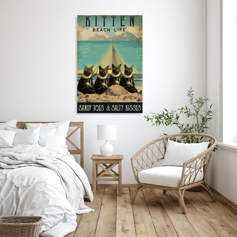 Leriyah Kitten Beach Life On Canvas Print, H 36 po x l 24 po x P 1,25 po