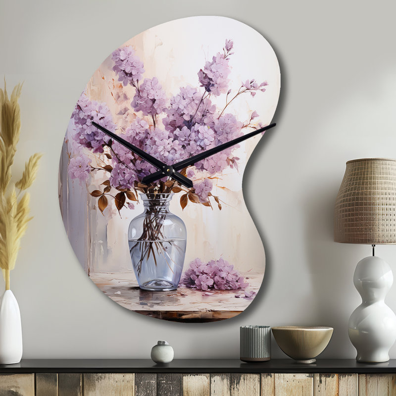 Lilas Lavande Serenade II - Grande horloge murale mauve - forme unique, Petit