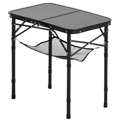 Portable Folding Aluminum Camping Table 2ft Adjustable Three - Stage Height 10.2/18.9/23.6 Inch Scratch Tabletop Supports 66 Lbs For Casual Dinners Black Outdoor 23.6x15.7 In Frame