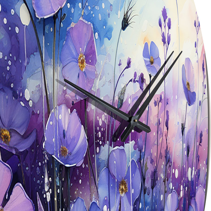 Horloge murale violets Field Pointillism Dot III, Grand