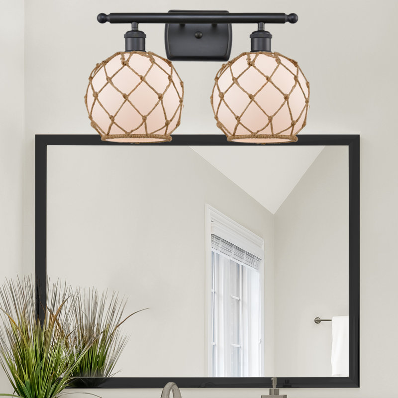 Arriola 2-Light Dimmable Vanity Light, Matte Brown, White/Brown, 6 Watt Vinage LED Bulb
