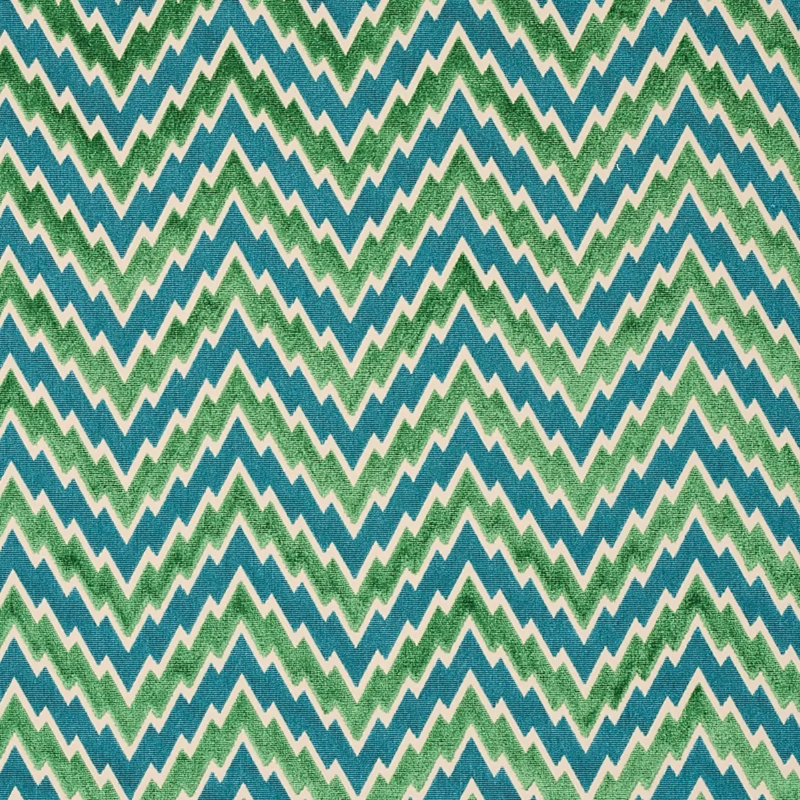 Florentine Chevron Velvet Fabric, Emerald