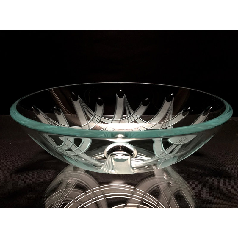 Elegant Glass Engraving Studio 16.5'' Glass Circular Bathroom Sink