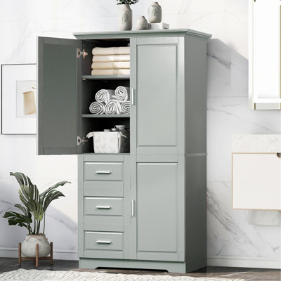 Wooden Frame Cabinet, Tall Bathroom Cabinet, Storage Cabinet With Doors For Bathroom