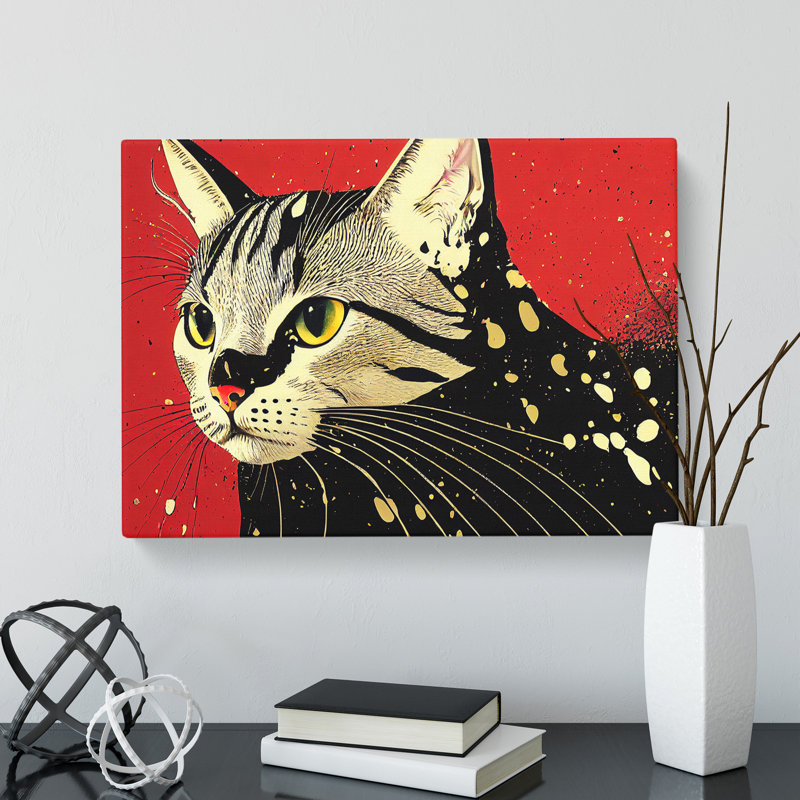 Painted Cat - Wrapped Canvas, 40cm H x 60cm W x 3cm D