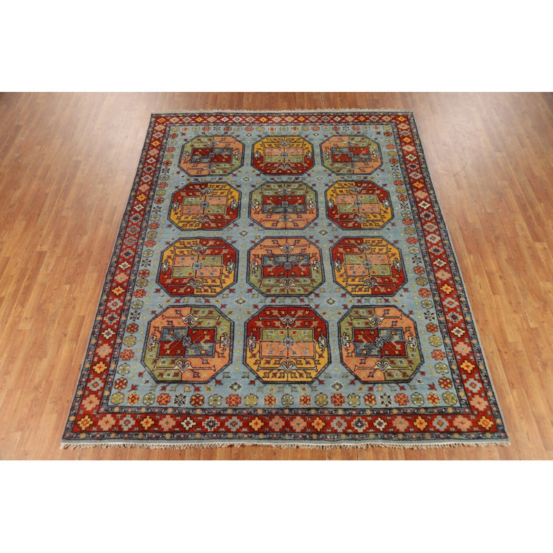 Tapis géométrique bleu Khotan 8 x 10
