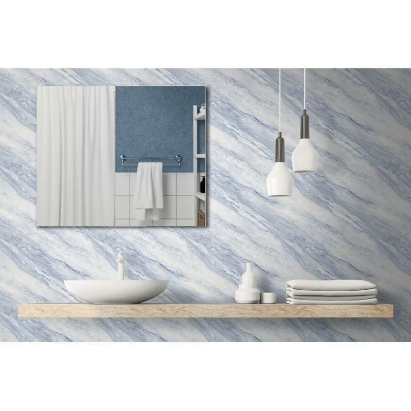 Papier peint marbré Bhargavi, Bleu