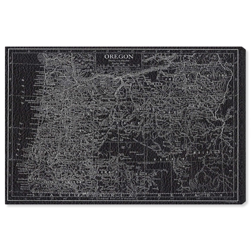 « oregon map », impression sur toile, H 10 po x l 15 po x P 1,5 po