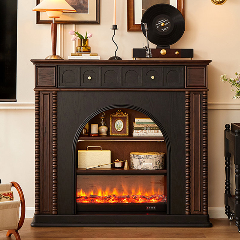 Foyer autoportant en bois massif Nut-Brown
