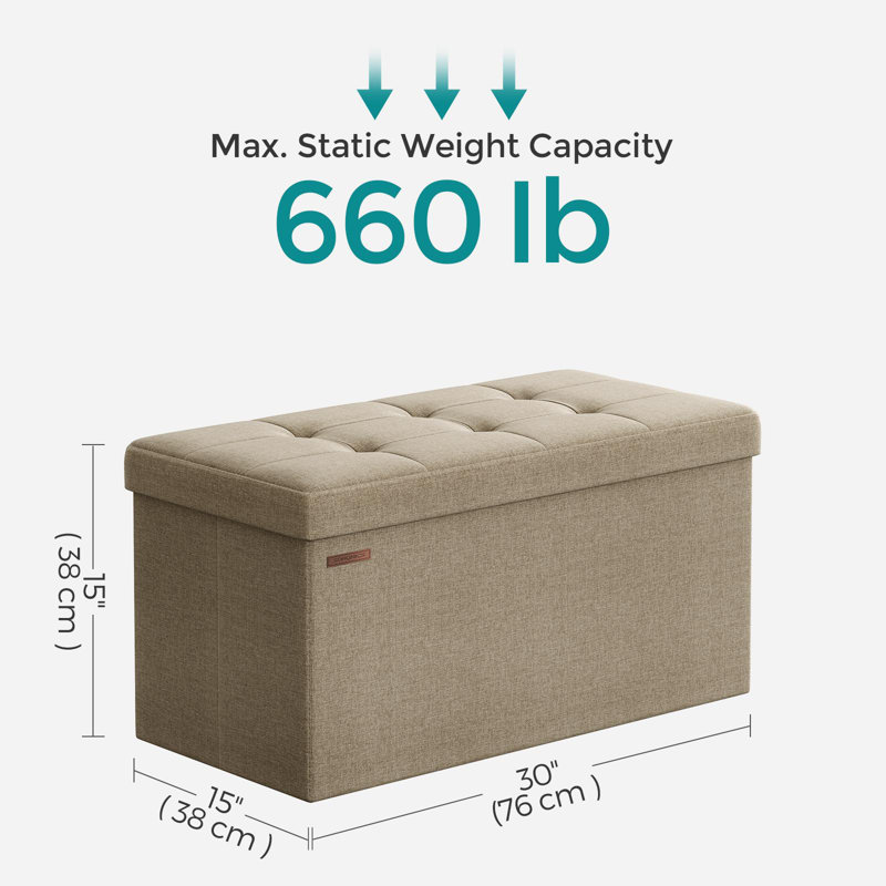 Banc de rangement avec repose-pieds pliant, Tanné, Tissu Oxford