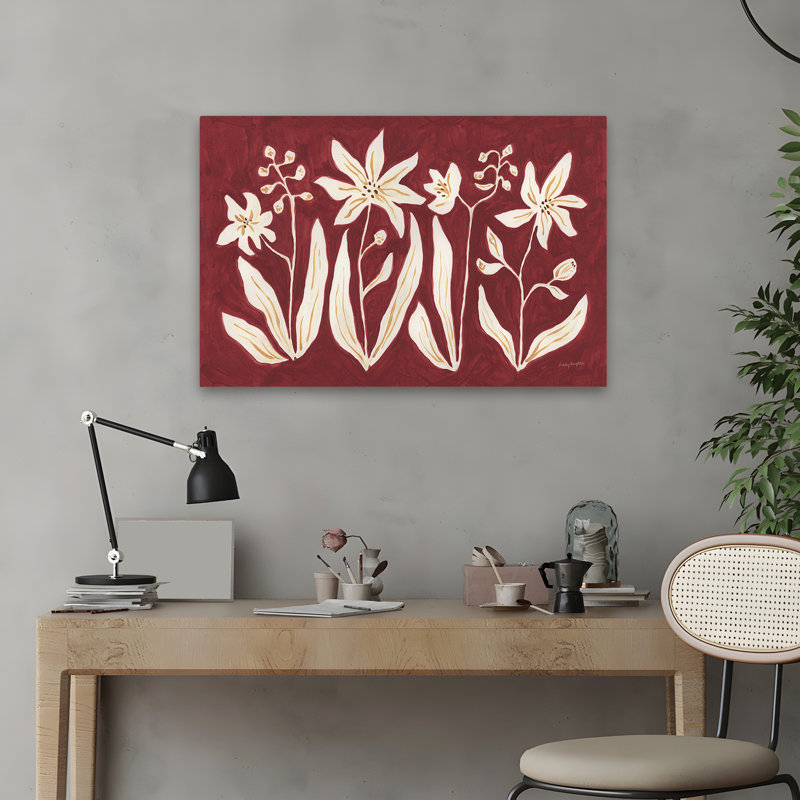 Motif floral cannelle - Fleurs cannelle, H 16 po x l 24 po