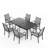 7 Piece Patio Dining Set, Outdoor Dining Table And Chairs Set For 6, 6 PVC-coated polyester Chairs, 1 Iron Rectangular Table With Adjustable Umbrella Hole , Patio Furniture Set For Deck, Backyard, Lawn, Poolside, Gray-109335929