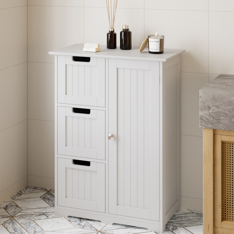 Wooden Floor Storage Cabinet, Side Storage Organizer with  Drawers, Cupboard, Freestanding Entryway/Bathroom Storage Unit with Adjustable Shelves