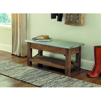 Banc en bois massif avec rangement Crockett