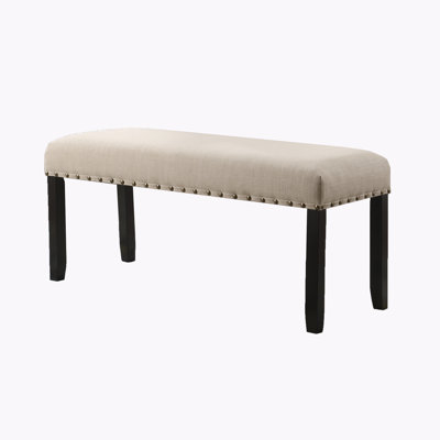 Fabric Dining Bench with Nailhead Trim