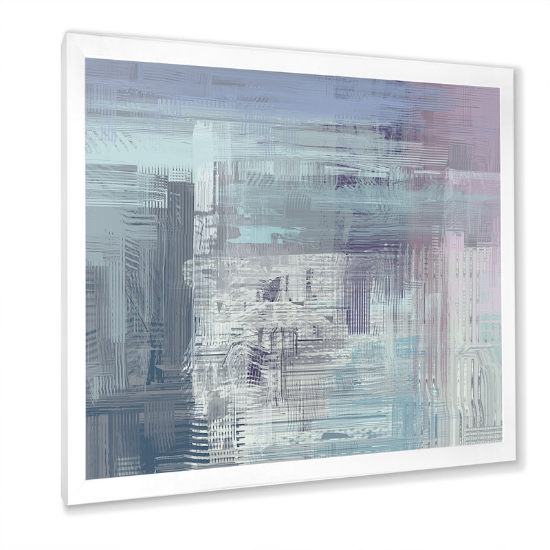 «Grey and Turquoise Frozen Grunge Art», reproduction d'art sur toile encadrée, H 30 po x l 30 po x P 1 po, Cadre photo blanc
