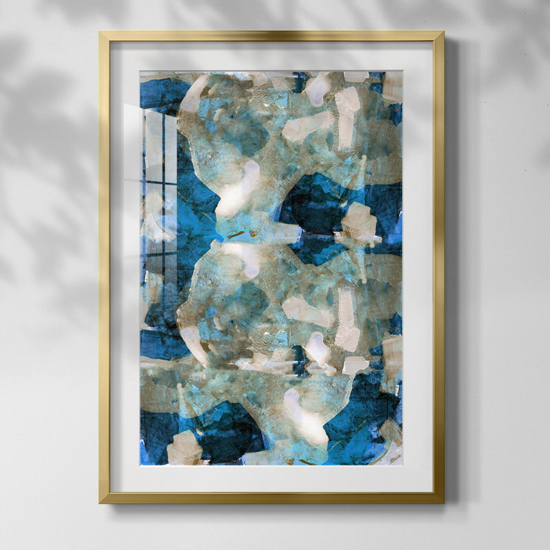 Impasto II, Blanc, Toile avec cadre doré