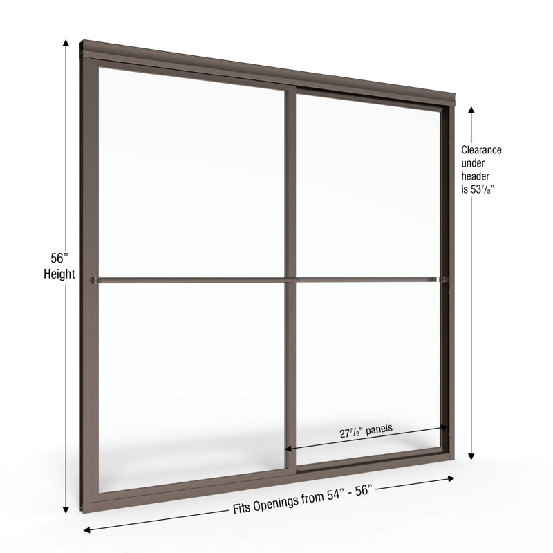 Deluxe 56" W x 56" H Frameless Tub Door, Rain, Oil Rubbed Bronze