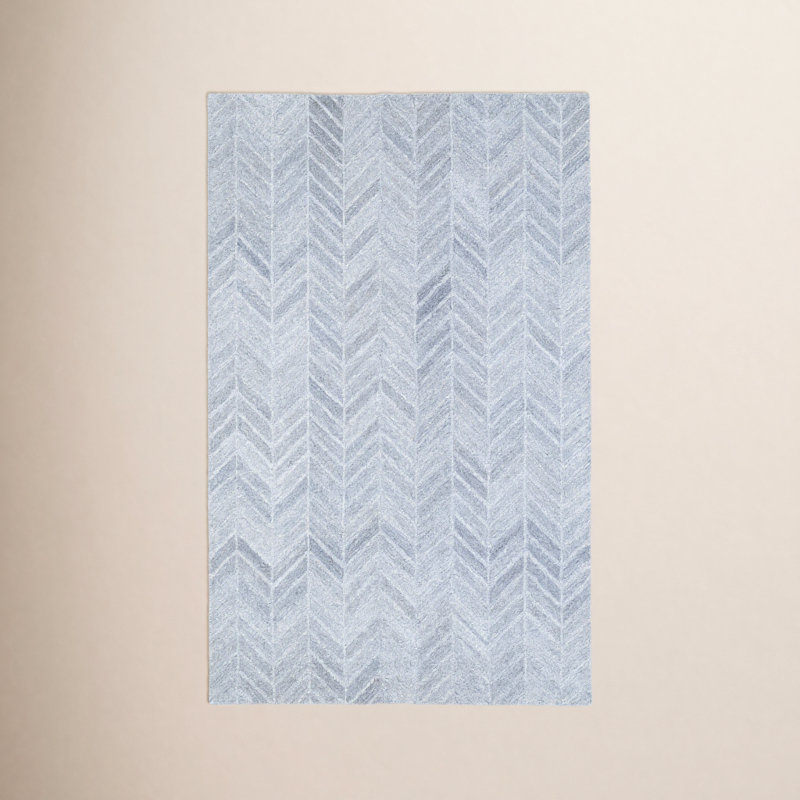 Tapis à chevrons touffeté à la main Herringbone, Rectangle 5 pi x 8 pi
