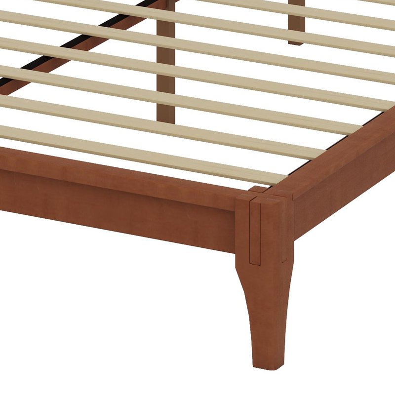 Solid Dry Bamboo Wood Platform Bed Frame, Brown