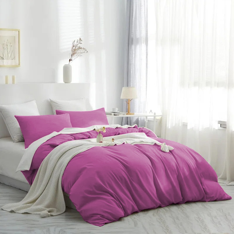 Housse de couette en microfibre moderne et contemporaine avec taies d'oreiller - Ensemble de literie douce et durable, Mauve