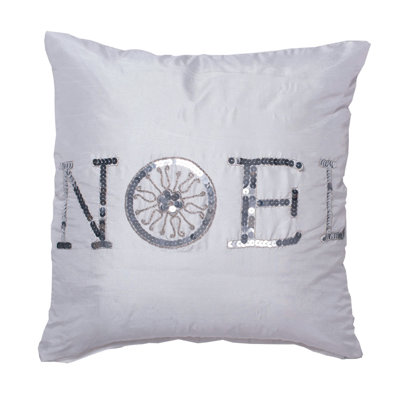 Vickerman Sequin Noel Silk Throw Pillow In White