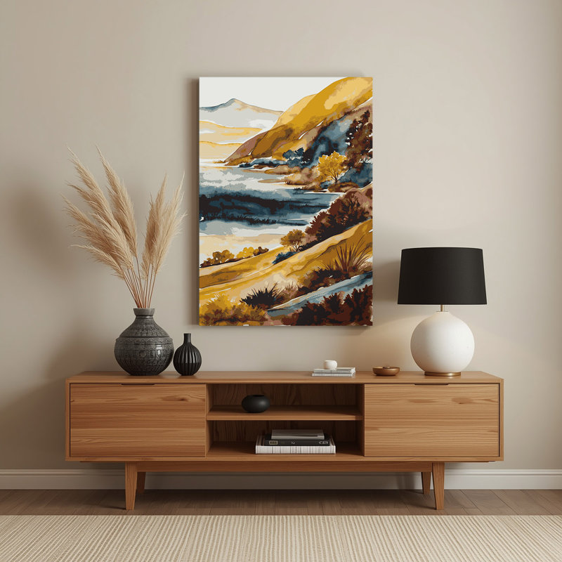 Aquarelle paysage, art mural en métal brun 6, H 14 po x l 11 po