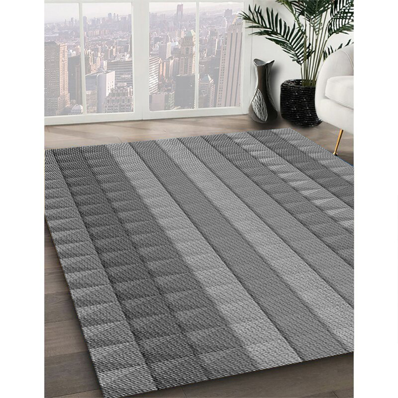 Tapis 100% à motif lavable à la machine 46-GRY, Rectangle 8 pi x 12 pi