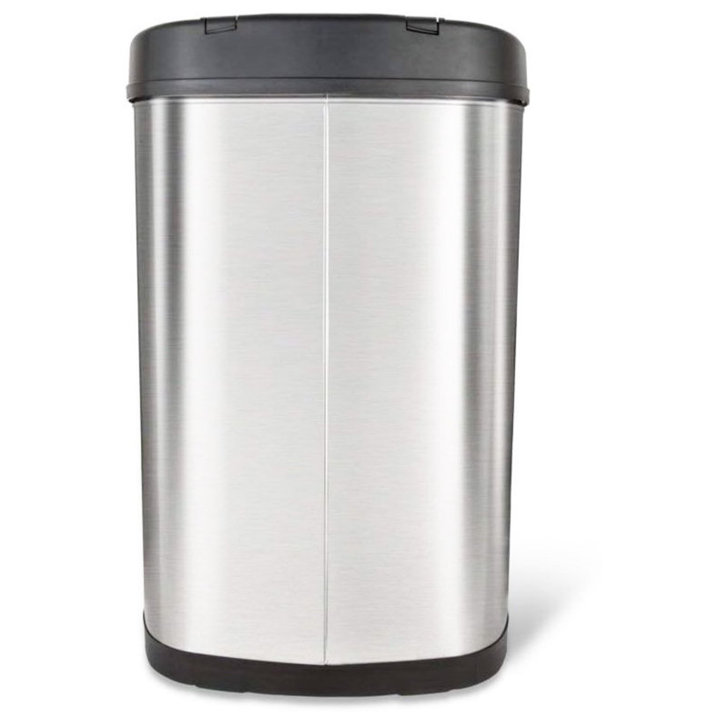 13.2 Gallon Stainless Steel Touchless Sensor Trashcan, Silver/Black