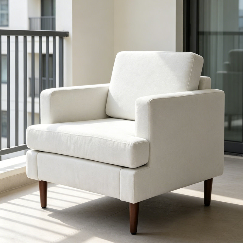Mid Century Modern Single Armchair, Beige