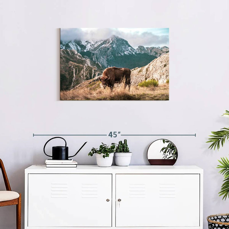 Brampt Bison Lost In The Mountains, 20" H x 30" W