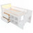 Wood Low Loft Bed with Stairs-1978740944