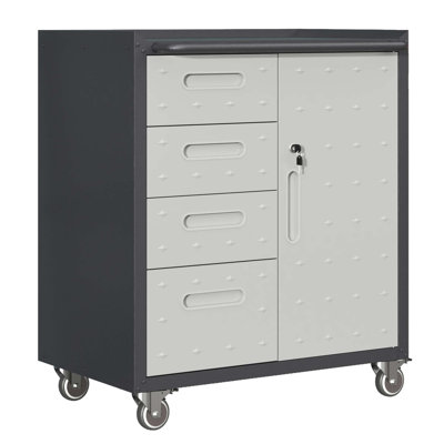 Sturdy Metal Tool Storage Cabinet With Wheels - Heavy-Duty Organizer For Garage, Office, And Home