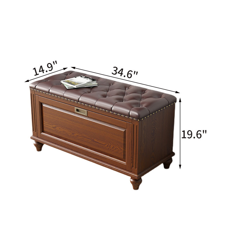 American Solid Wood Shoe Cabinet Soft Bag Cushion 9 Pair Shoe Storage Bench