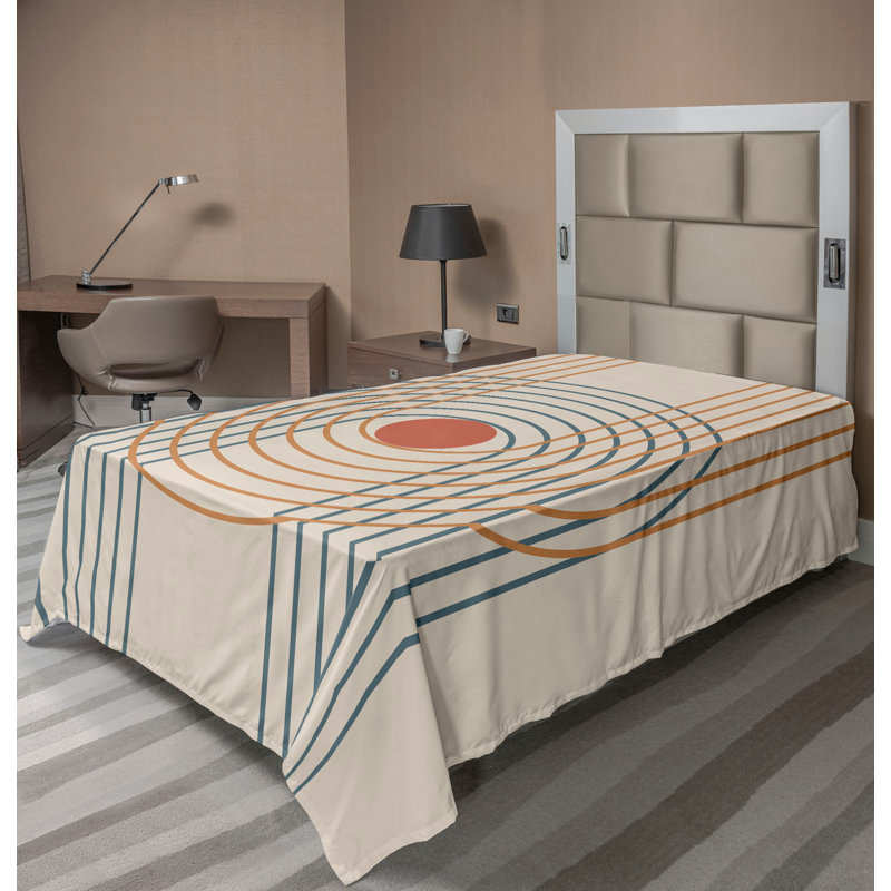 Drap plat moderne de style bohème Ambesonne, Drap plat pour lit simple TG, Champagne / motif abstrait saumon foncé