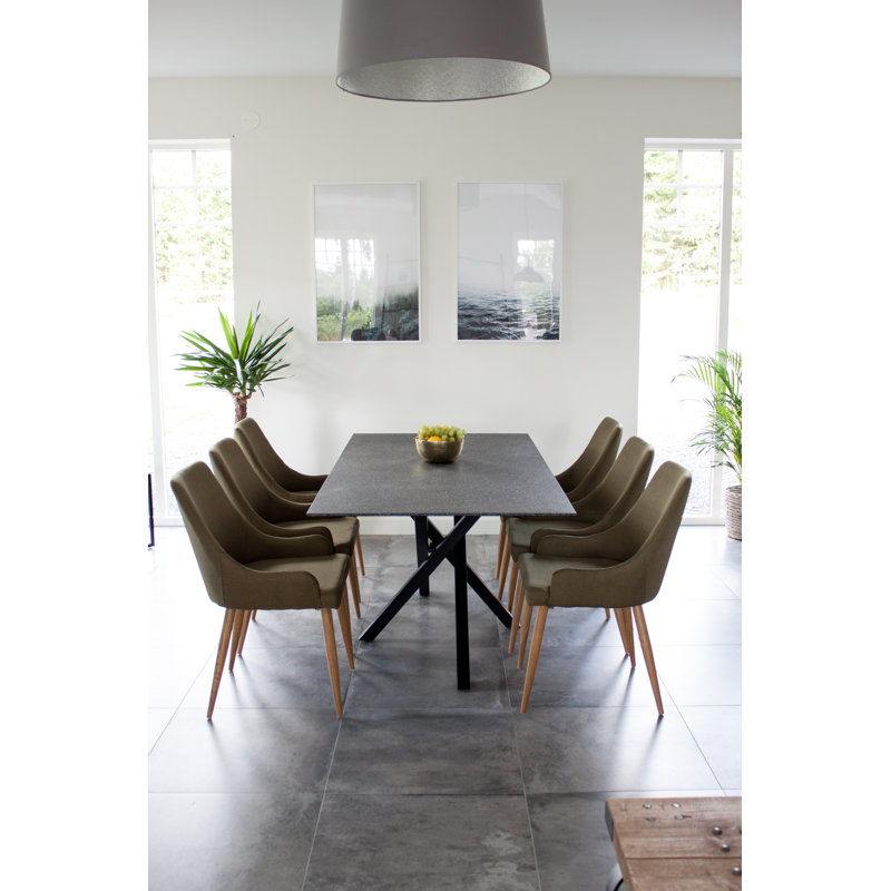 Chelsey 6 - Person Dining Set, Black, Moss Green