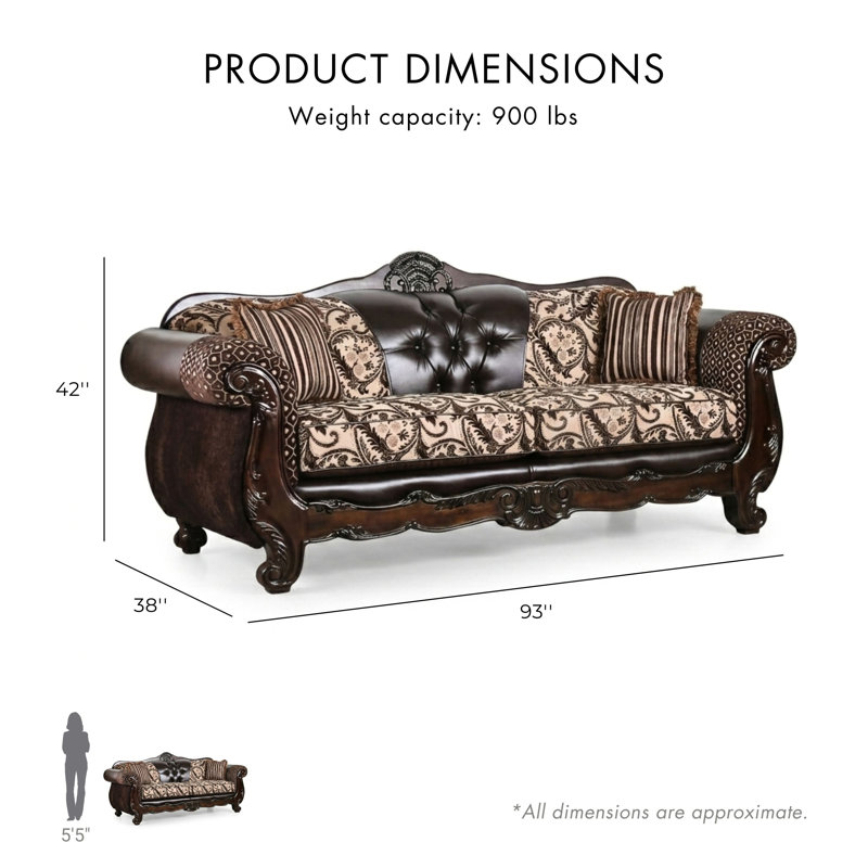 Craddock Rolled Arm Sofa, Light Brown, 42" H x 93" W x 38" D