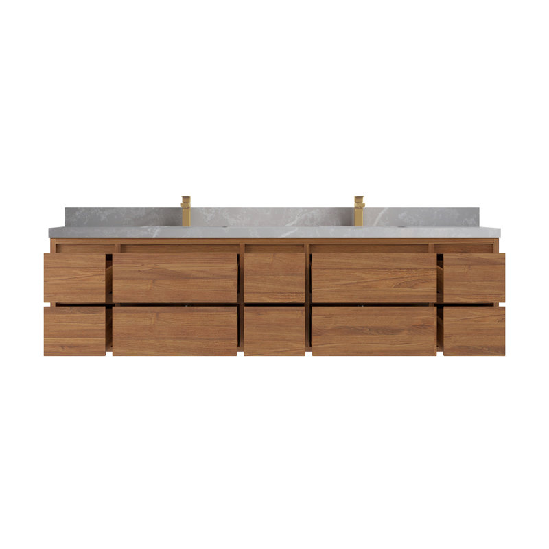 84'' Double Bathroom Vanity with Quartz Top