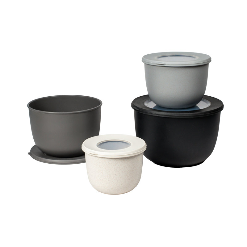 Wheat Straw Stackable Mixing Bowl Set with Lids, Taupe