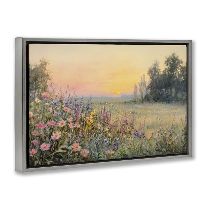 Cadre flottant Serene Twilight Meadow, design par Petal Prints Design, 21 x 31, Luster Gray Floater Framed