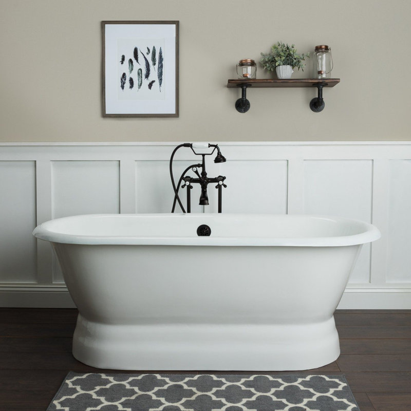 Oxford 31 " W Freestanding and No Mounting / Installation Required Soaking Cast Iron Bathtub, 25" H x 61" L x 31" W
