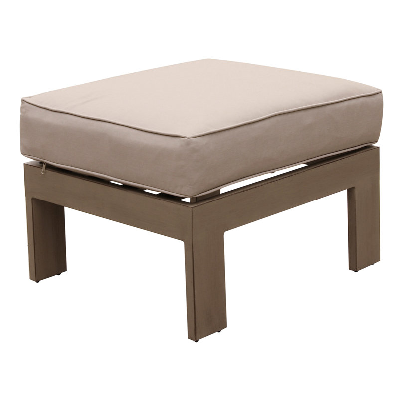 Repose-pieds d'extérieur avec repose-pieds en aluminium, Coussin brun / structure brune