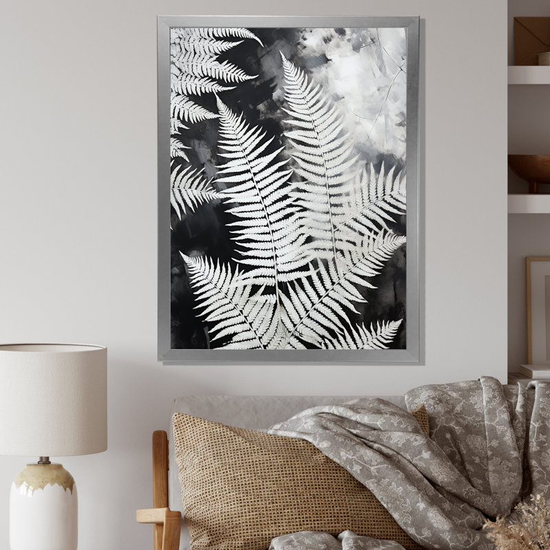«White Ferns Serene Retreat» sur toile, H 44 po x l 34 po x P 1,5 po, Cadre simple argenté