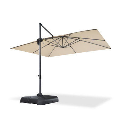 Delly 120'' x 156'' Rectangular  Bgeige Cantilever Umbrella with Base and 360-degree Rotation